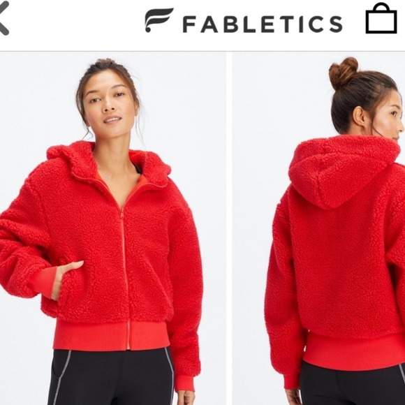 Fabletics red teddy sherpa coat - Picture 2 of 5